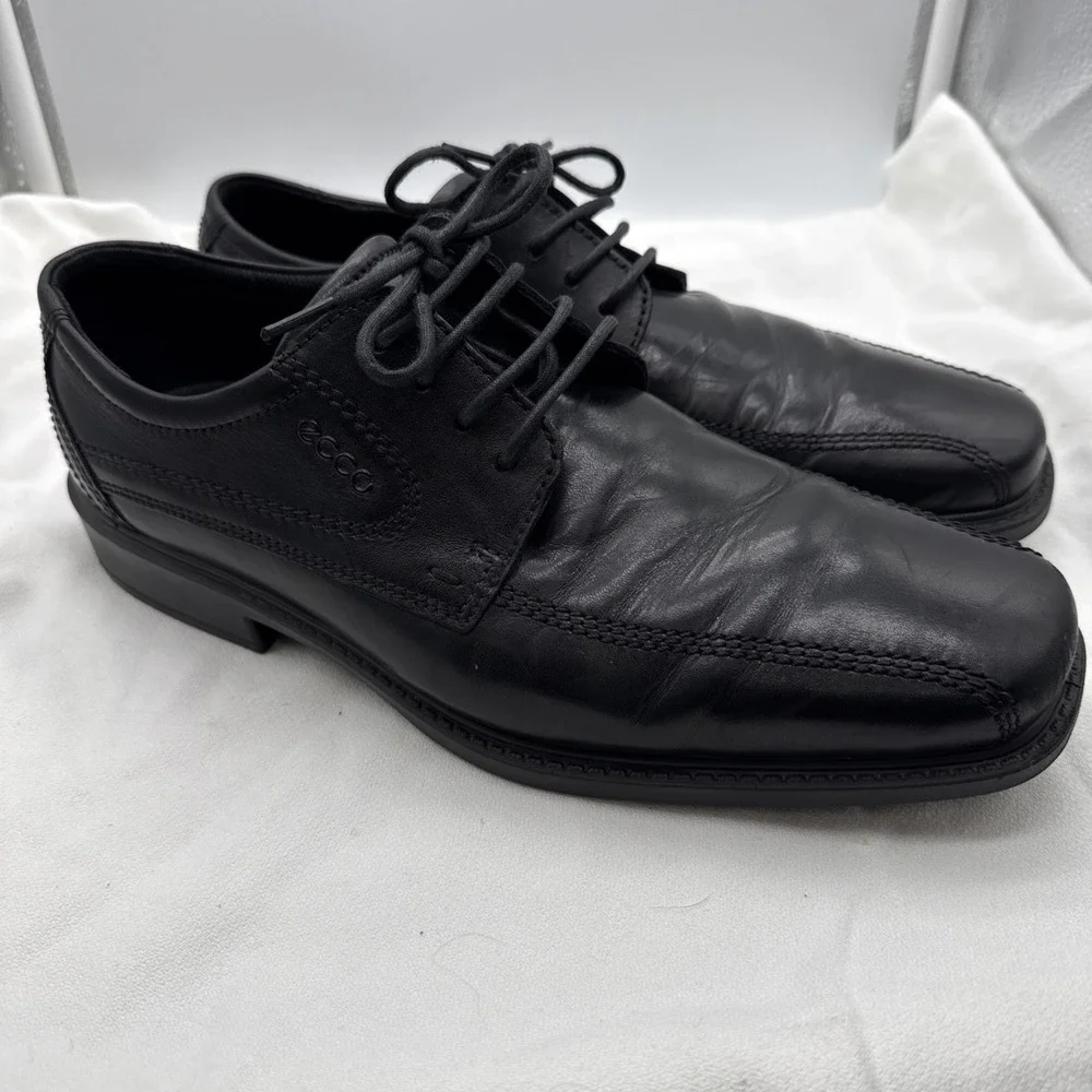 ECCO Helsinki Black Leather Bicycle Toe Oxford Dress Shoes Mens 43 US 9-9.5B